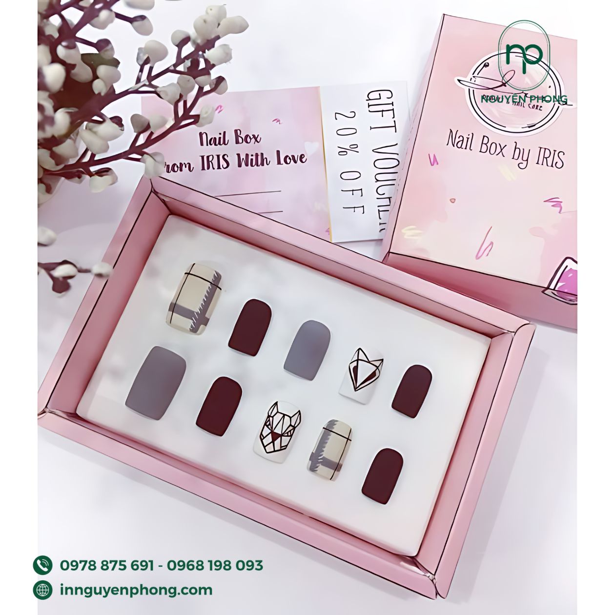 Mẫu hộp đựng nail theo yêu cầu